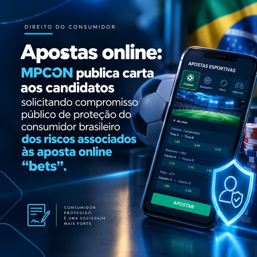 MPCON publica carta aos candidatos e cobra compromisso público com a proteção do consumidor diante dos riscos das “bets”